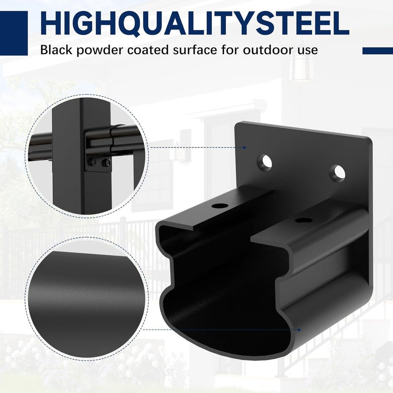 Egadis 2 Pack Aluminum Fixed Railing Bracket, Deck Railing Bracket Connector, Black Textured AAMA 2604 Powder-Coat Finish Railing System for Outdoor Decks, Porches & Balconies - Image 3